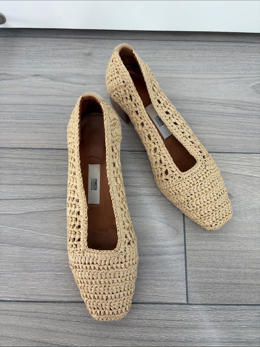Miista Noa Raffia Woven Block Heel - EU 37